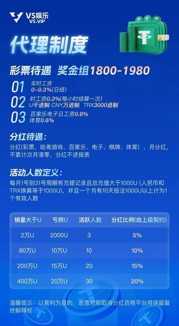 VS 娱乐代理制度与分红待遇
